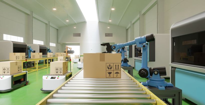 Interior-warehouse-logistic-center-have-agv-robot-arms